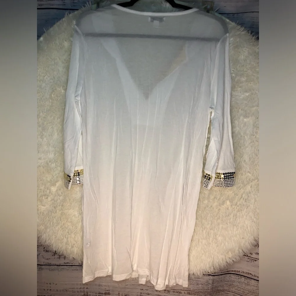 VENUS White Silver Embellished Tunic 3/4 Sleeve Medium NWOT - Picture 10 of 14